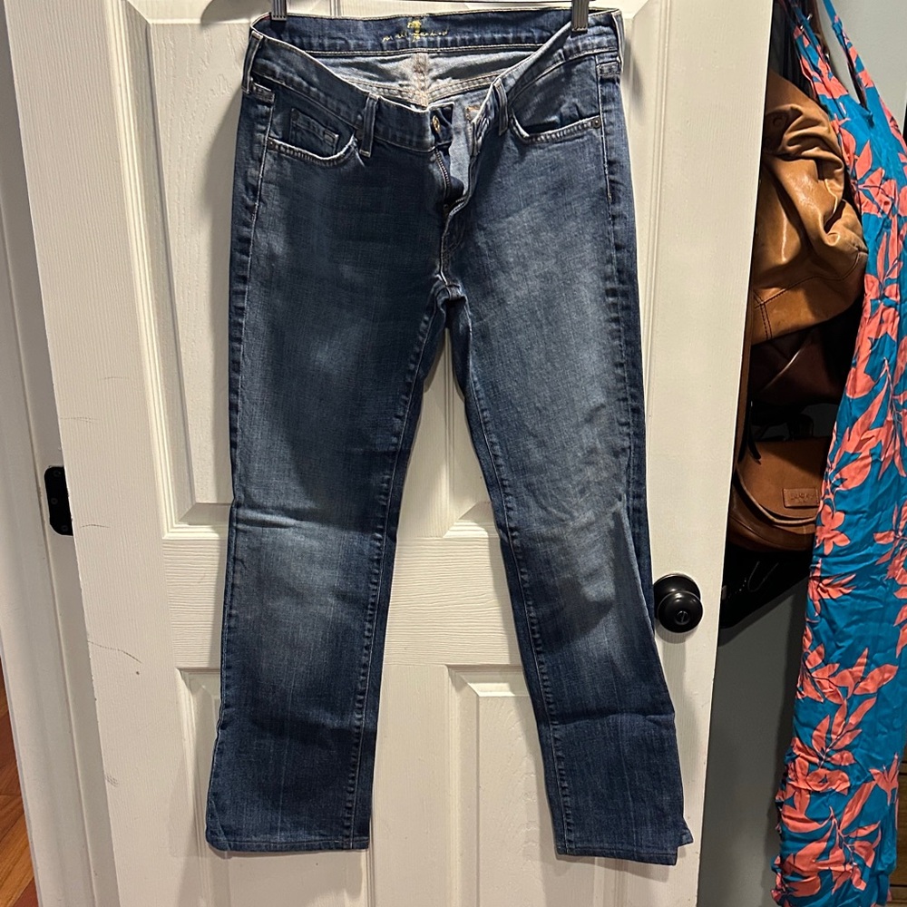 7 For All Mankind Dark Blue Straight Leg Jeans